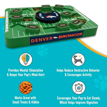 Pets First NFL Denver Broncos Large Puzzle Toy, New Size, Interactive Dog Treat & Slow Feeding Toy - color: DENVER BRONCOS, size: Large
