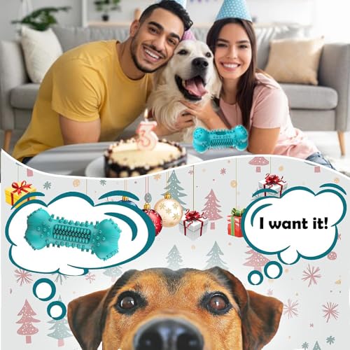 Dog Toys for Aggressive Chewers,Long-Lasting Natural Rubber Toy with Squeaky Interactive Dog Toys for Large Medium Small Breed,Dog Toothbrush Bone Toys