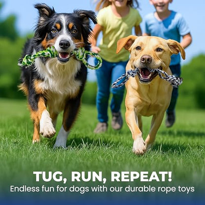 Dog Rope Toys, Heavy Duty Chew Toy for Large Dogs, 2-Pack Durable Tug of War Toys, 100% Cotton, Safe & Washable, Great for Teeth Cleaning, (Blue/White and Green/White/Green) - color: blue/white and green/white/green