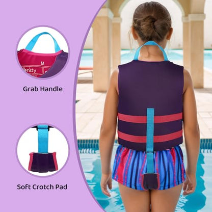 Toddler Swim Vest Neoprene Kids Float Jacket Swimming Aid for Children Girls and Boys 20-30-40-50-60-70-80Lbs with Dual Adjustable Safety Straps - color: Purple, size: S(Age Recommend 1-3 Years)