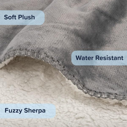 Waterproof Pet Blanket - 50x60-Inch Reversible Sherpa Fleece Throw Protects Couches, Cars, and Beds from Spills, Stains, and Fur by PETMAKER (Gray) - color: Gray, size: Small