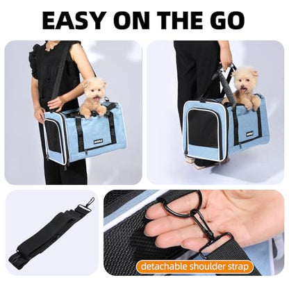Top Loading Medium Cat Carrier with Privacy Curtain, Soft-Sided Small Pet Travel Crate Vet Approved, Little Puppy Dog Kennel Bag Suitcase Luggage Sleeve, 18x11x11 Inch Blue - color: Blue