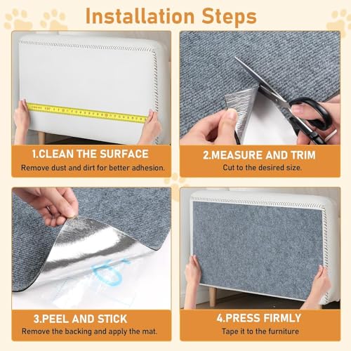ReWallpaper 24inx6.5ft Cat Scratch Pad Large Sisal Textured Grey Cuttable Carpet Roll for Wall Window Sill Bedside Floor Area Furniture Covering Durable Cat Scratching Mat Self Adhesive Pet Claw Guard - size: 24in x 6.5ft