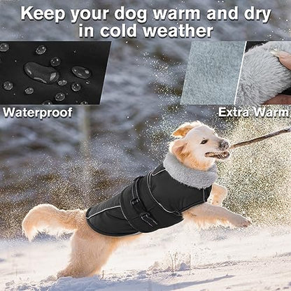 Lelepet Warm Dog Coat Reflective Dog Fleece Vest Waterproof Jacket Windproof Winter Cold Weather Coats with Adjustable Buckle Jackets for Dogs, Black, M - color: Black, size: M