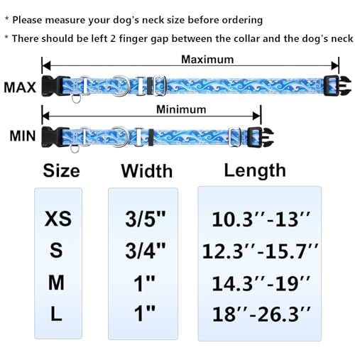 Reflective Martingale Collar with Quick Release Buckle Anti Pulling Boy Male Adjustable Dog Collars (Blue Waves, Small) - color: Blue Waves, size: Small