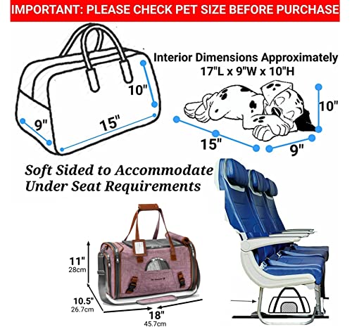 Mr. Peanut's Airline Approved Soft Sided Pet Carrier, Low Profile Gold Series Tote, Premium Brand Self Locking Zippers, Under Seat Compatibility, Plush Faux Fleece Bedding with a Sturdy Plywood Base - color: Purple