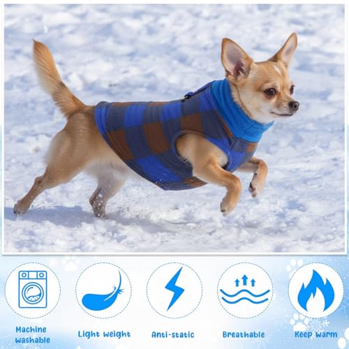 Reginary 10 Pack Small Dog Sweaters Fleece Pet Dog Clothes with Leash Ring Soft Warm Winter Puppy Plaid Shirt(Bright) - size: Small,3.3-5.5 lb, style: Bright