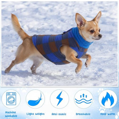 Reginary 10 Pack Small Dog Sweaters Fleece Pet Dog Clothes with Leash Ring Soft Warm Winter Puppy Plaid Shirt(Bright) - size: Small,3.3-5.5 lb, style: Bright