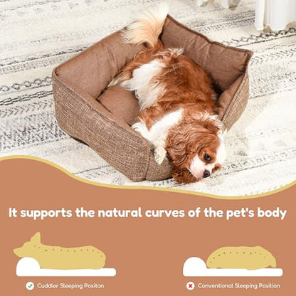 FluffyDream Small Dog Bed, Super Soft Pet Bed Furniture, Suitable for Dogs Up to 30lbs, 24'' x 20'', Tan - color: Tan