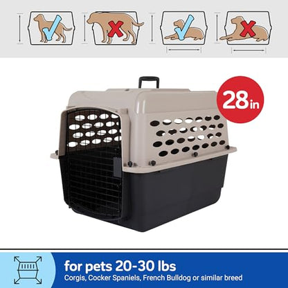 Petmate Vari Dog Kennel - Portable Dog Carriers & Crates for Medium Dogs, Airline-Friendly, Durable Plastic, Pet Carrier For Home and Travel, 28 Inches, Taupe and Black - size: 28.0"L x 20.5"W x 21.5"H