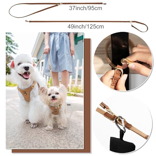 No Pull Dog Harness with Multifunction Dog Leash, Soft Adjustable, Escape Proof, Classic Style, Khaki Camel, S - color: Button-Khaki Camel, size: S