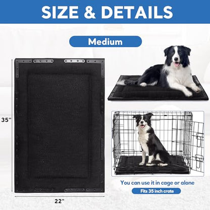 HOMBYS Indestructible Chew Proof Dog Bed with 14 Metal Rivets - Ultra Durable 0.8" Thick Kennel Mat for Aggressive Chewers & Teething Puppies, Waterproof Pet Bed Fits Medium Crates, 35"x22" - size: 35" x 22"