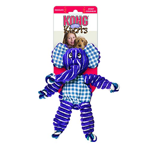 KONG Floppy Knots - Durable No‑Stuffing Squeaky Rope & Plush Dog Toy - for Teething, Playing (Elephant, Small/Medium) - color: Elephant, size: Small/Medium