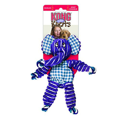 KONG Floppy Knots - Durable No‑Stuffing Squeaky Rope & Plush Dog Toy - for Teething, Playing (Elephant, Small/Medium) - color: Elephant, size: Small/Medium