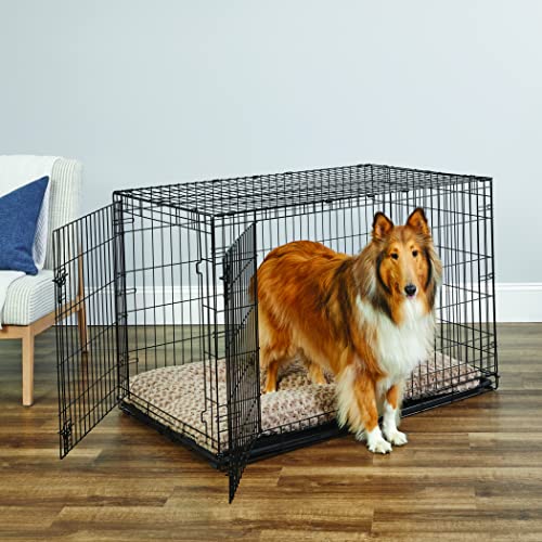 Midwest Homes for Pets 48-Inch New World Crate for Extra-Large Breeds, 90-110 lbs, Double Door Folding Dog Crate, Leak-Proof Tray & Secure Latches, Portable, Durable & Easy to Assemble - size: 48.0"L x 30.0"W x 33.0"H