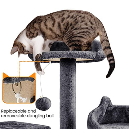 Yaheetech 72-inch Cat Tree, Multi-Level Cat Tower with 2 Condos & 6 Scratching Posts, 3 Perches & Detachable Toy Ball, Pet Furniture Play House for Kittens/Cats, Dark Gray - color: Dark Gray