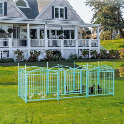Heavy-Duty Foldable Metal Dog Playpen for Indoor and Outdoor Use – Sturdy Pet Exercise Pen with Secure Door and Easy Assembly (Blue + Iron)