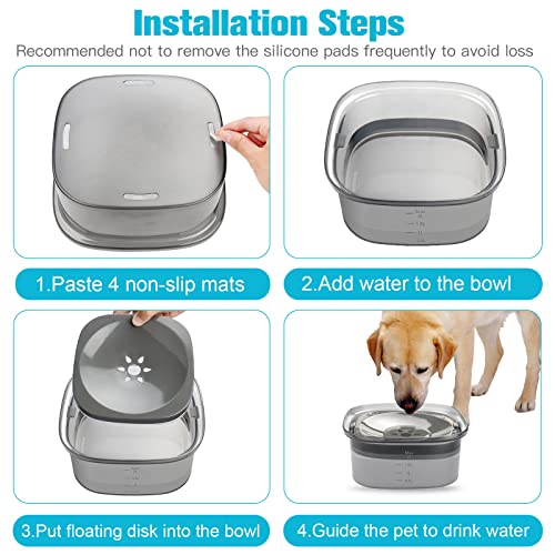 UPSKY 70oz Dog Water Bowl 2L No Spill Dog Bowls Large Capacity Spill Proof Slow Water Feeder, No Splash Dog Bowl Pet Water Dispenser Vehicle Carried Travel Slow Drinking Bowls for Messy Drinkers, Cats - color: C-Black, size: 2 L