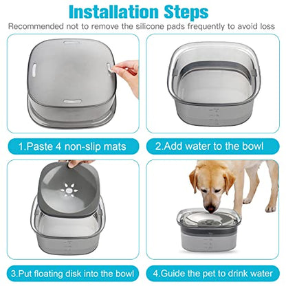 UPSKY 70oz Dog Water Bowl 2L No Spill Dog Bowls Large Capacity Spill Proof Slow Water Feeder, No Splash Dog Bowl Pet Water Dispenser Vehicle Carried Travel Slow Drinking Bowls for Messy Drinkers, Cats - color: C-Black, size: 2 L