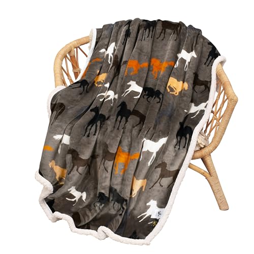 Catalonia Horse Print Sherpa Fleece Throw Blanket, Soft Mink Plush Couch Blanket, Fuzzy Fluffy Comfy Warm Throws, Gift for Her, Horse Gifts for Women, 50x60 inches - color: Horse, size: 50"x60"