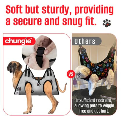 Dog Grooming Hammock for Dogs–Pet Restraint for Nail Trimming with Pet Nail Clipper–Dog Sling for Grooming, Pet Hammock for Nail Cutting & Grooming Harness (Legs Spacing: 16.14-27.14”/Max W:120lb) - size: XXL(Legs spacing: 16.14-27.16")/120 pounds)