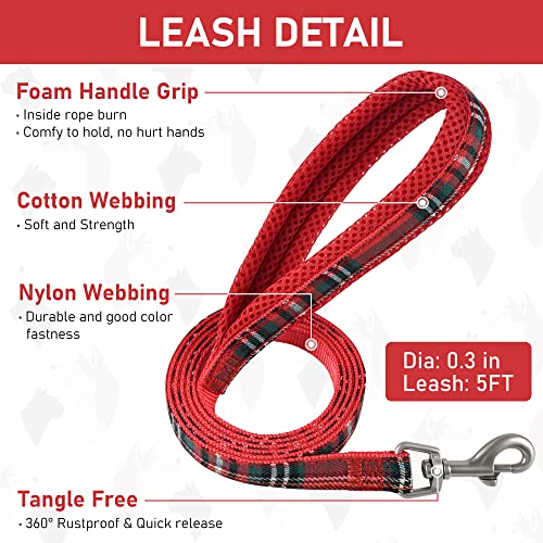 Small Dog Harness Collar and Leash Set, Step in No Chock No Pull Soft Mesh Adjustable Dog Vest Harnesses Plaid Reflective for Dogs Puppy Cats Kitten Rabbit (Red, XXS) - color: Red, size: XXS