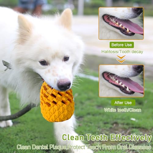 M.C.works Dog Toy Made for Aggressive Chewers, Good for Dental Health, Indestructible Pineapple Be Used for Training, Tough Treat Dispenser Toys and Easy to Clean(Giant) - size: 7.1 In