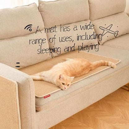 Cat Scratch Mat,23.6 X 15.7 Inch, Natural Sisal Cat Scratching Mat with Jute Border,Protect Sofas, Carpets,Floor, and cat Paws,Beige,1Pack