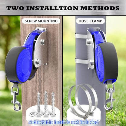 Heavy Duty Retractable Dog Leash Holder,Secure Dog Parking Station for Hands-Free Convenience,Rustproof&Chewproof Wall Mount Hook,Indoor-Outdoor Safety Anchor for All Dog Sizes - size: Standard