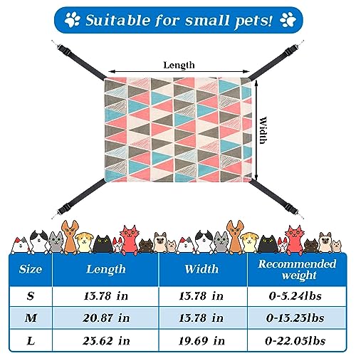 Jetec 2 Pack Cat Hammock for Cage, Catio Accessories Reversible Soft Cats Bed with Adjustable Straps and Hooks Double-Sided Linen and Fleece Hanging Hammock for Cats, Kitten(Geometry Pattern,L) - size: L