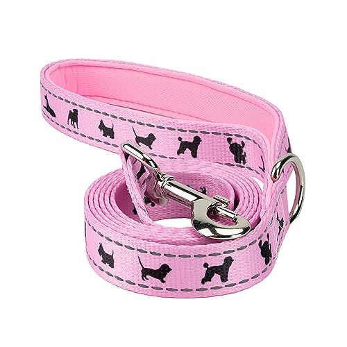 EcoBark Dog Leash - Soft & Reflective Comfort Training Leashes with Padded Handle - Safe, Strong, & Durable for Small, Medium or Large Dogs (Baby Pink) - color: Baby Pink, size: 6 ft x 3/4 in - Narrow Width
