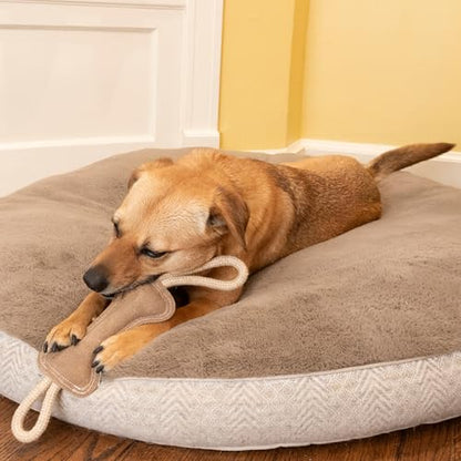 SPOT Dura-Fused Leather Bone Tug Dog Toy – Durable Real Leather & Jute Chew Toy with Double Rope Handles & Squeaker, For Moderate Chewers, 18in - size: 18 in