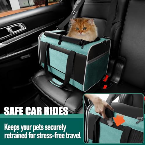 GAPZER Soft Cat Carrier Large Cat 20 lbs/Kitty Cat Travel Crate for Pet Top Load/Small Dog Sturdy Transport Fabric Carry Bag 10 Pounds/Yorkie Kennel with Pocket Teal Aqua - color: Turquoise