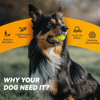 FUSOTO 2Pcs Dog Balls, Tennis Balls for Dog Aggressive Chewers, for Large Medium Small Puppy, Training Catch&Fetch, Water Floats Toys, Yellow - color: 2x Yellow