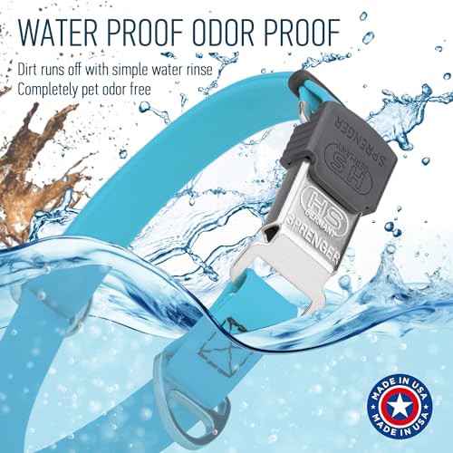Biothane Waterproof Durable Dog Collar with Herm Sprenger - Quick Release ClicLock Buckle - Fits Medium and Large Dogs - Made in USA (Sky Blue, W 3/4" x L 12"-19") - color: Sky Blue, size: W 3/4" x L 12"-19"