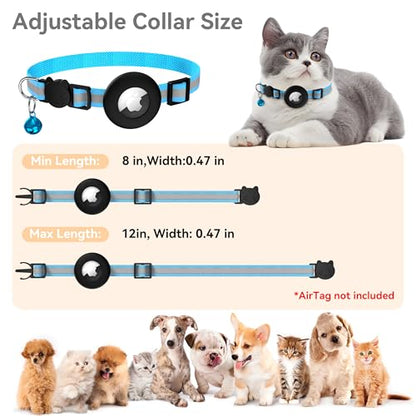 Cat Collar Breakaway, Adjustable Cat Collar with Apple Holder and Bell, Lightweight Kitten Collars for Cats, Kittens (Blue) - color: Blue