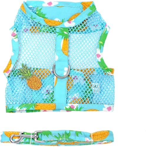 Cool Mesh Dog Harness - Dog Vest for Pets, Simple Step in and Go Design, Harness for Dogs with Leash, Pineapple Luau, Small by Doggie Design