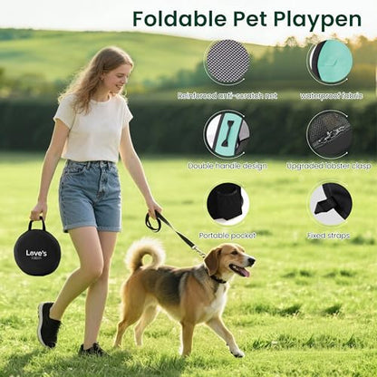 Love's Cabin Medium Dog Tent Crate, Portable Foldable Pop Up Dog Kennel Playpen with Carrying Case (Green) - color: Green, style: Medium