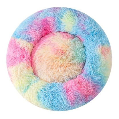 Cat Beds for Indoor Cat Dog Bed Dog Donut Bed Small Pet Bed Dog Calming Bed Warm Puppy Bed Cat Beds Baby Kitten Bed Fluffy Donut Bed Up to 7 Lbs Small Pet - size: Small