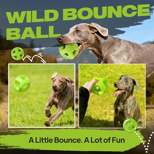 Fida Natural Rubber Dog Balls for Aggressive Chewers, Durable Dog Chew Toys for Large Dogs, Interactive Fetch & Tug of War Toys for Medium Large Breed Non-Toxic Dish Washable,4.5 * 4.5" - color: Meadow Green