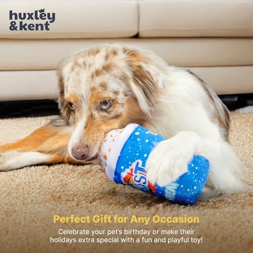 Huxley & Kent Funny Dog Toy w/Squeaker – Power Plush Squeaky Dog Toys for Small, Medium & Large Dogs – Soft Stuffed Animal for Indoor Play & Fetch - Arctic Blast Treat, Large - size: Large, style: Arctic Blast Treat