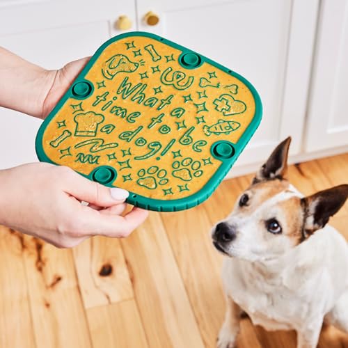 WOOF FlipMat Mini- Easy-to-Clean Lick Mat for Small Dogs & Travel - Slow Feeder Mat with Double-Sided-Non-Slip Design - BPA-Free Silicone - Lick Mat - Interactive Dog Toys - Lavender