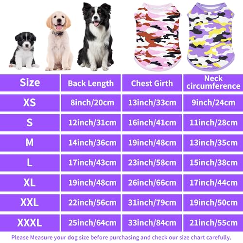 Dog Shirts Camo for Large Dog Girl Female Pink Purple Sleeveless Tank Top Tee Clothes Vest Soft Light Weight Stretchable Pack of 2 L - size: Large