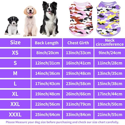 Dog Shirts Camo for Medium Dog Girl Female Pink Purple Sleeveless Tank Top Tee Clothes Vest Soft Light Weight Stretchable Pack of 2 M - size: Medium