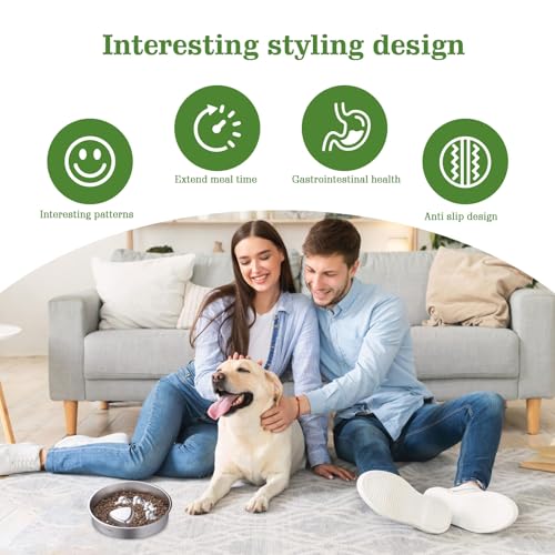 Stainless Steel Slow Feeder Dog Bowls – Non-Slip Metal Dog Bowl for Large & Medium Breeds, Puppy Puzzle Feeder – 2 Cup Capacity for Small to Big Pets – Durable Slow Feed Dog & Cat Food Dish - color: Paw