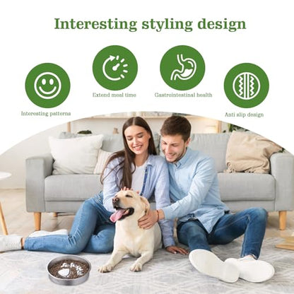 Stainless Steel Slow Feeder Dog Bowls – Non-Slip Metal Dog Bowl for Large & Medium Breeds, Puppy Puzzle Feeder – 2 Cup Capacity for Small to Big Pets – Durable Slow Feed Dog & Cat Food Dish - color: Paw
