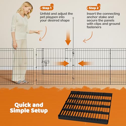 Yaheetech 24" High 8 Panel Foldable Metal Dog Exercise Pen Pet Playpen Dog Fence Outdoor & Indoor Use for Small Animals with Door Black - size: 24"