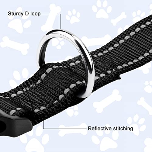 Reflective Dog Collar, Sturdy Nylon Collars for Puppy and Extra Small Girl and Boy Dogs, Adjustable Dog Collar with Quick Release Buckle,Black,5/8" Width - color: Black, size: X-Small Plus (Pack of 1)
