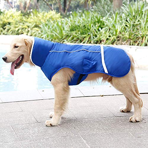 QBLEEV Warm Dog Coat - Reflective Dog Jacket, Waterproof Winter Coat with Turtleneck & Thick Fleece Lining for Small Medium Large Dogs - Snowsuit Christmas Pet Apparel - color: Blue, size: Small