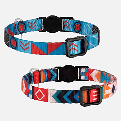 CollarDirect Cat Collar Breakaway with Removable Bell Set of 2 PCS - color: Sunny Ethnic & Tribal